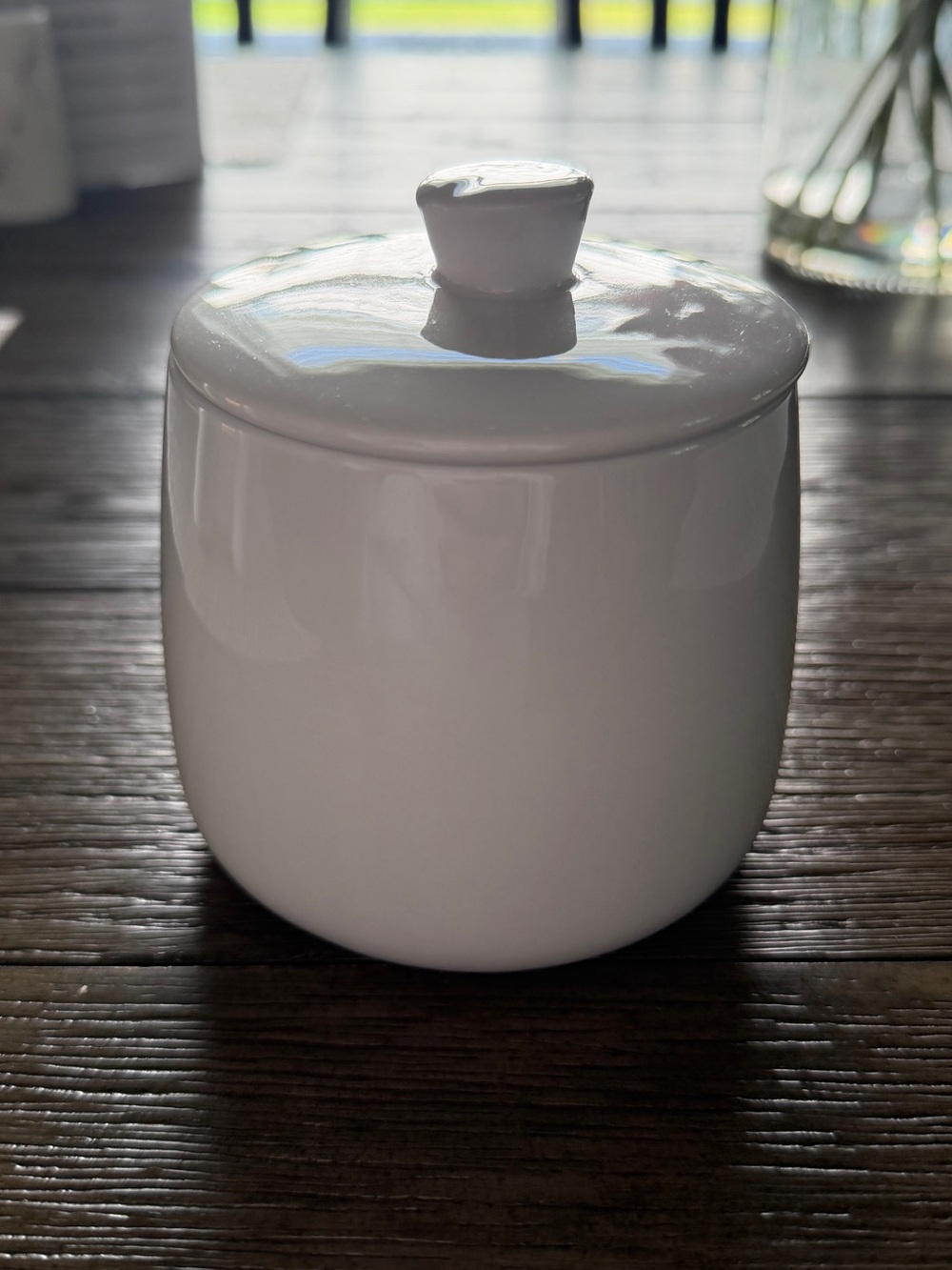 Crate&Barrel White Ceramic Sugar Jar with Lid